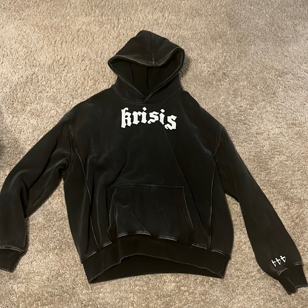 Baggy aged black KRISIS hoodie